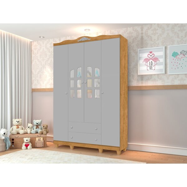Guarda Roupa De Bebê 4 Portas 2 Gavetas Provençal Loren Natur