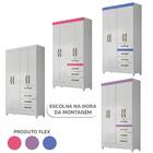 Guarda Roupa De Bebê 4 Portas 4 Gavetas Branco Azul Flex Seth