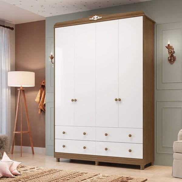 Guarda Roupa De Bebê 4 Portas 4 Gavetas Maya Clássico Espress