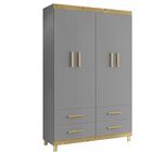 Guarda Roupa De Bebê 4 Portas 4 Gavetas Údine  Cinza/pinus