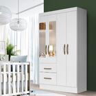 Guarda Roupa De Bebê Com Espelho 4 Portas 2 Gavetas Branco Fl