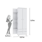 Guarda Roupa De Bebê Com Pés 2 Portas 2 Gavetas 5 Prateleiras