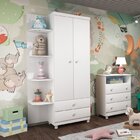 Guarda Roupa De Bebê Com Pés 2 Portas 2 Gavetas 5 Prateleiras
