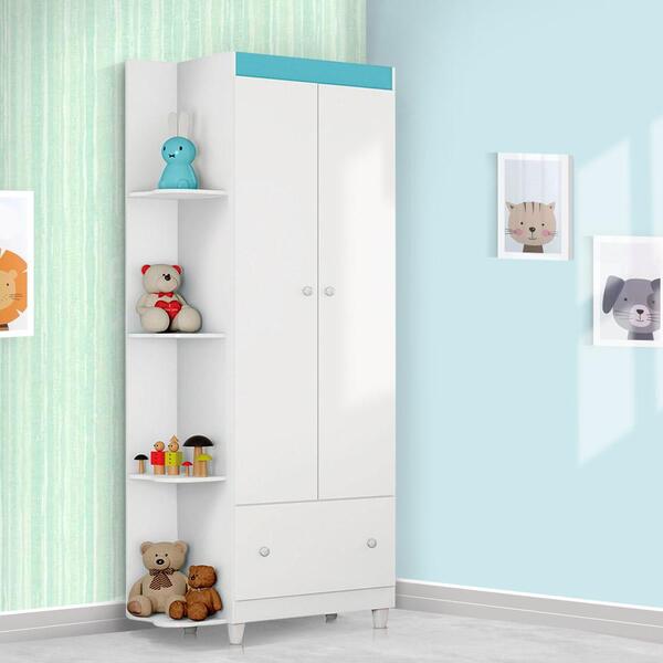 Guarda Roupa De Bebê Com Prateleiras Azul Gutti Estrela