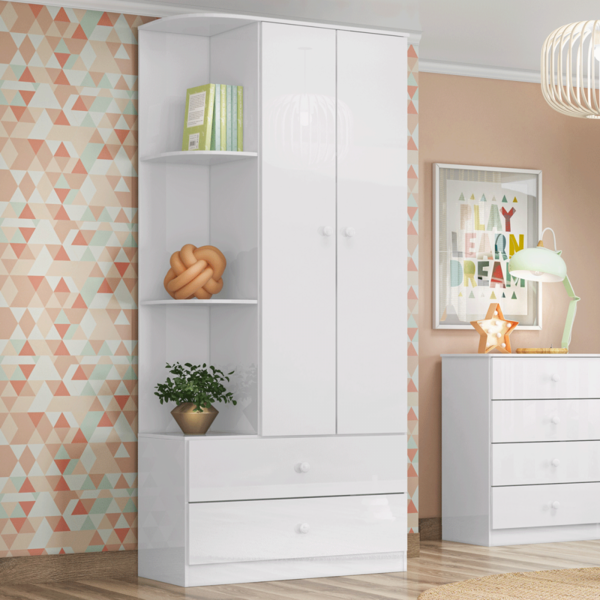 Guarda-roupa De Bebê Labirinto 2 Portas 2 Gavetas Branco - He