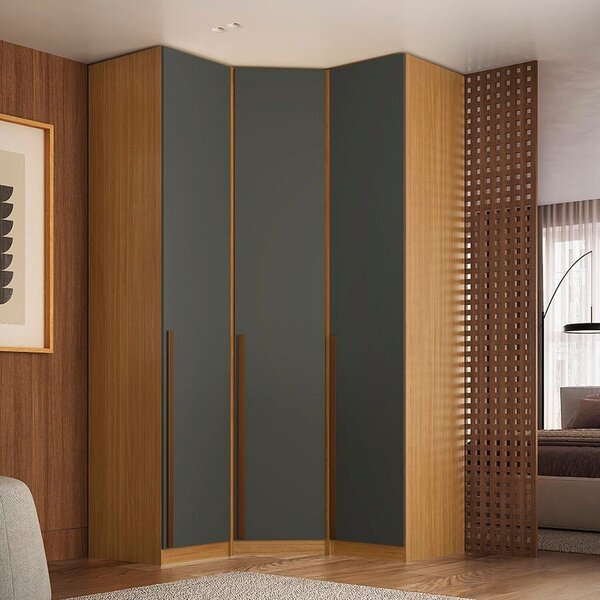 Guarda-roupa De Canto 100% Mdf 3 Portas Altezza Freijó/titânio