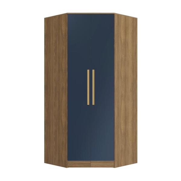 Guarda-roupa De Canto 2 Portas Kappesberg Adapt Nogueira/azul