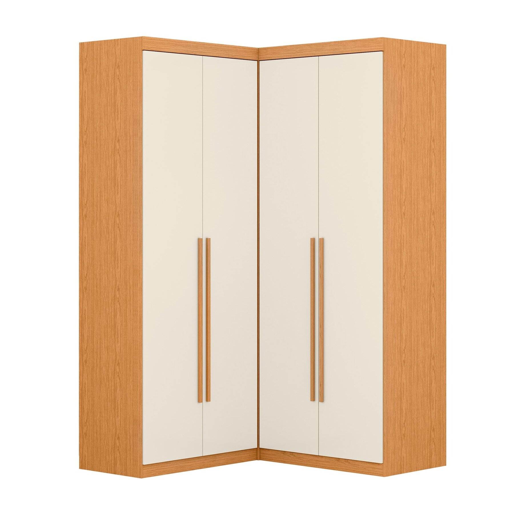 Guarda Roupa De Canto 4 Portas 4 Gavetas Tuim Yescasa Bege