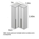 Guarda-roupa De Canto Reto 3 Portas Mdf Altezza Clean Branco