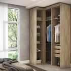 Guarda Roupa De Canto Reto 3 Portas Mdf Lotus Belmax Carvalho