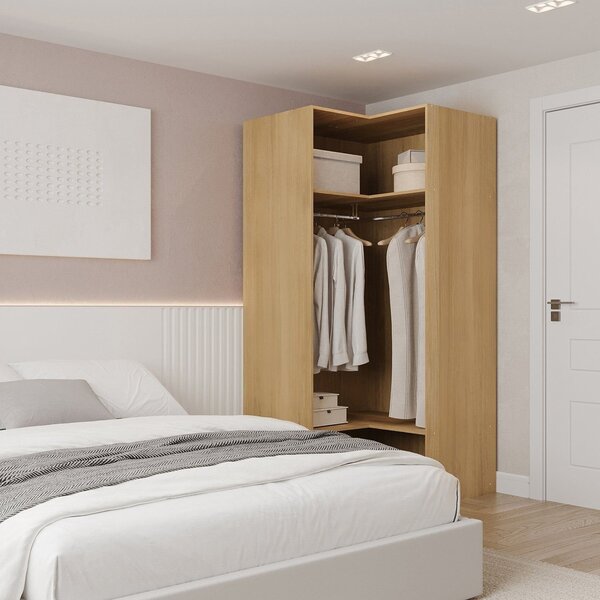 Guarda-roupa De Canto Reto Modular 95cm Sem Portas Com Cabide