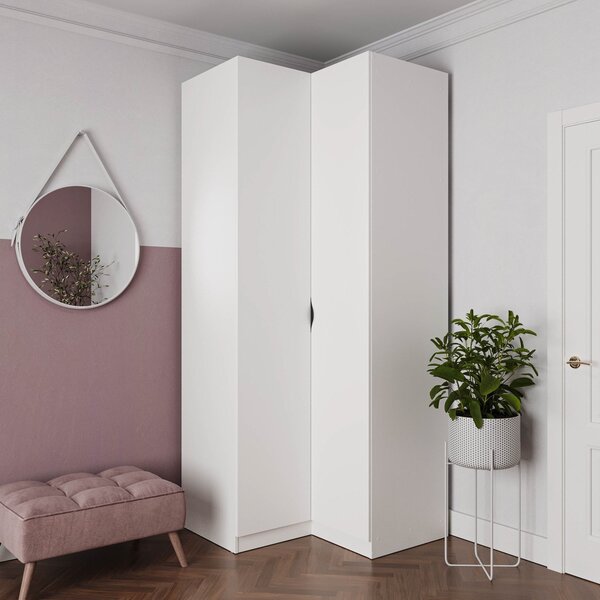 Guarda Roupa De Canto Reto Modular Com 3 Prateleiras 2 Gaveta