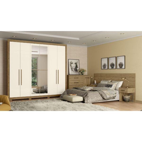 Guarda-roupa De Casal 06 Portas 04 Gavetas Garden Henn - Rúst