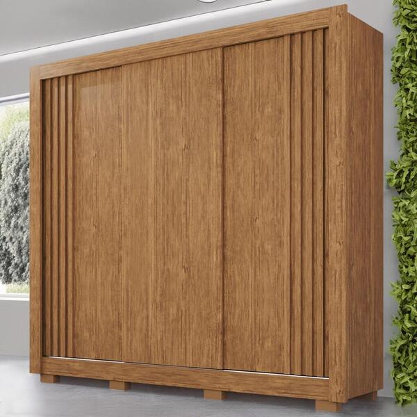 Guarda-roupa De Casal 3 Portas E 3 Gavetas Barcelona Ripado -