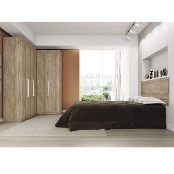 Guarda Roupa De Casal 4 Peças Modulado Modena Nogal Touch Cp1
