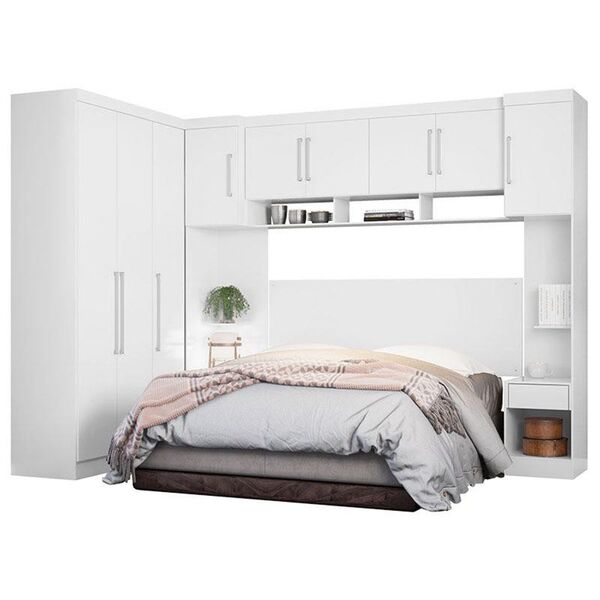Guarda Roupa De Casal 6 Peças Branco Modulado Modena Cp16 Dem