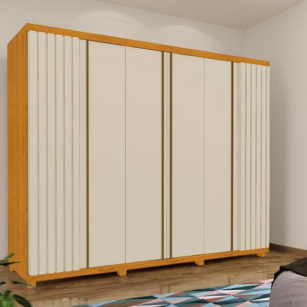 Guarda Roupa De Casal 6 Portas 4 Gavetas Naturale Off White L