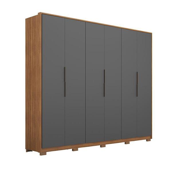 Guarda Roupa De Casal 6 Portas Atrice Com Pés Grafito Demartez