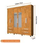 Guarda-roupa De Casal 6 Portas C/ Espelho 4 Gavetas 6 Pratele