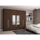 Guarda-roupa De Casal 6 Portas Com Espelho Amaro- Henn - Café