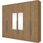 Guarda-roupa De Casal 6 Portas Com Espelho Amaro- Henn - Rust