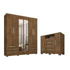 Guarda Roupa De Casal 6 Portas Com Espelho Marselha E Cômoda