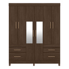 Guarda Roupa De Casal 6 Portas Com Espelho Poema Elite Cor Éb