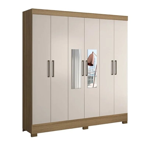 Guarda Roupa De Casal 6 Portas Com Espelho Prático Demóbile A