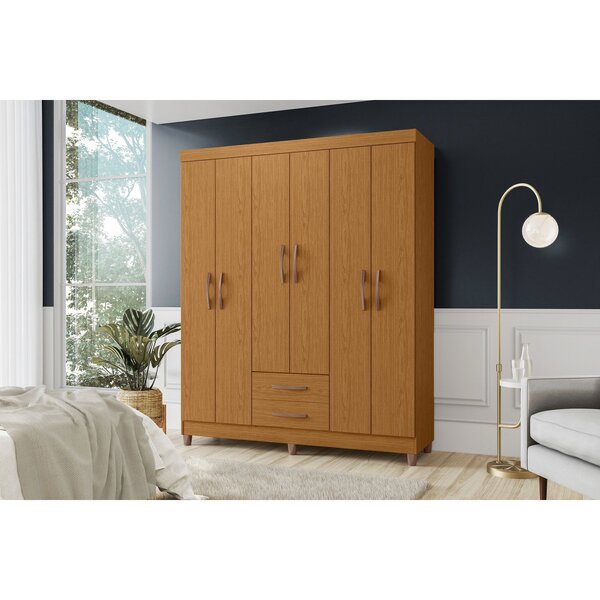 Guarda-roupa De Casal 6 Portas E 2 Gavetas Âmbar Cinamomo