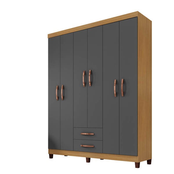 Guarda Roupa De Casal 6 Portas E 2 Gavetas Sem Espelho Manche