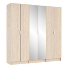 Guarda-Roupa de Casal com Espelho 6 Portas de Abrir com 4 Gavetas Prateleiras MDP Oásis 243,2x159,6x54cm EVO'M Spaceo