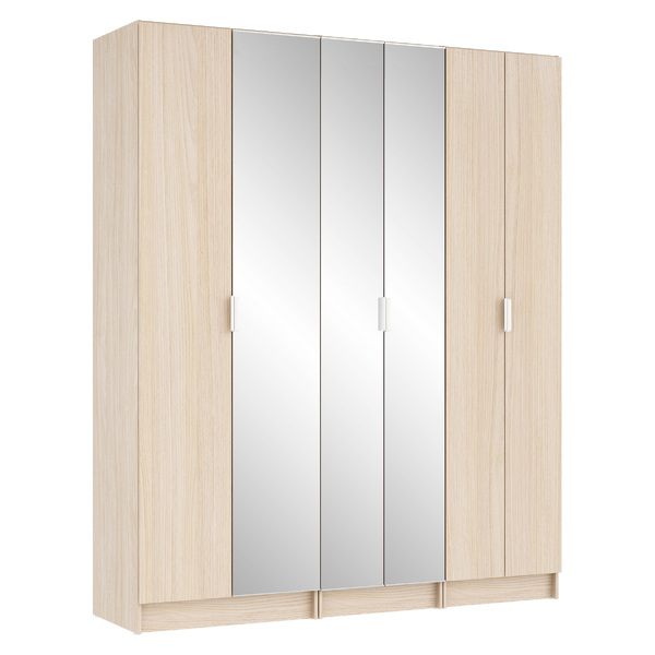 Guarda-Roupa de Casal com Espelho 6 Portas de Abrir com 4 Gavetas MDP Oásis 243,2x159,6x54cm EVO'M Spaceo