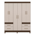 Guarda Roupa De Casal 6 Portas Poema Cor Ébano Off White Demó