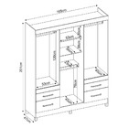 Guarda Roupa De Casal 6 Portas Poema Cor Ébano Off White Demó