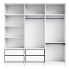 Guarda-Roupa de Casal 6 Portas de Abrir com Gaveta Prateleiras Calceiro e Cabideiro MDP Branco EVO'M Spaceo