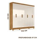 Guarda Roupa De Casal 8 Portas 236cm Freijó Off White Diploma