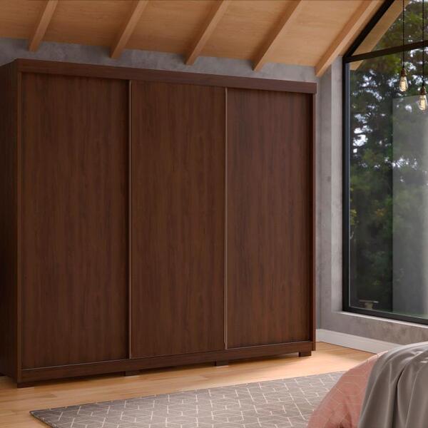 Guarda Roupa De Casal  100% Mdf Shop Jm 3 Portas De Correr E