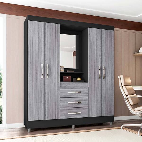 Guarda-roupa De Casal  4 Portas E 3 Gavetas Goiás - Poliman -