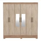 Guarda Roupa De Casal  6 Portas Com Espelho Prático Nogal Van