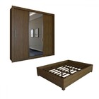 Guarda-roupa De Casal Carol 3 Portas 4 Gavetas Com Cama Freij