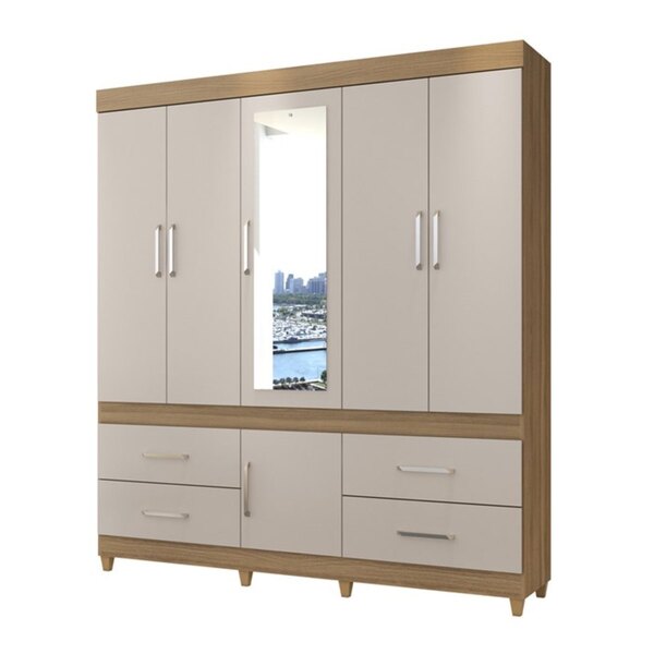 Guarda Roupa De Casal Com Espelho 6 Portas Guarujá Amendola O