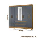 Guarda Roupa De Casal Com Espelho 8 Portas 216cm Freijó Cinza