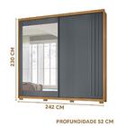 Guarda Roupa De Casal Com Espelho Freijó Cinza Dhara Moval