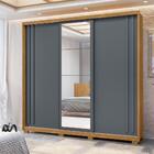 Guarda Roupa De Casal Com Espelho Freijó Cinza San Marino Mov