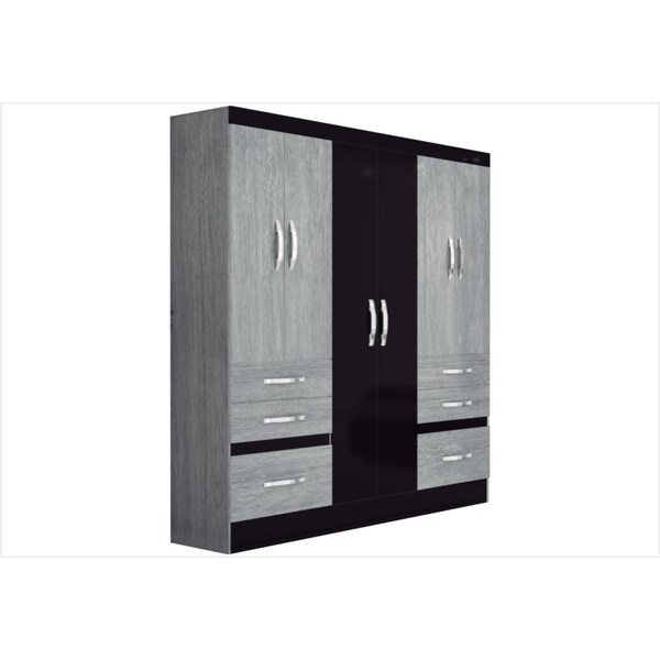 Guarda Roupa De Casal Opala 06 Portas E 06 Gavetas Cinza Com