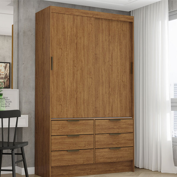 Guarda-roupa De Solteiro 02 Portas E 06 Gavetas Sevilha Freijó