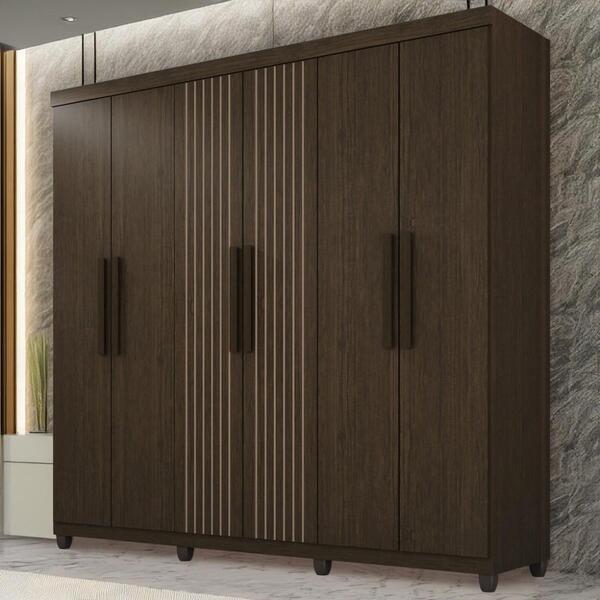 Guarda-roupa De Solteiro 100% Mdf 6 Portas 2 Gavetas Benfica