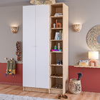 Guarda-Roupa de Solteiro 2 Portas de Abrir com 1 Gavetas Prateleiras e Cabideiro MDP Oásis 243,2x119,6x54cm EVO'M Spaceo