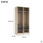 Guarda-Roupa de Solteiro 2 Portas de Correr com 5 Gavetas MDP Oásis 243,2x119,6x54cm EVO'M Spaceo
