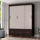 Guarda Roupa De Solteiro 3 Portas De Correr Café Baunilha 200